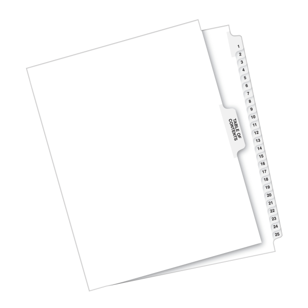 slide 2 of 6, Avery® Premium Collated Legal Dividers Avery® Style, Side-Tab, 1-25 & Table Of Contents, 8-1/2"" x 11"", 1 ct