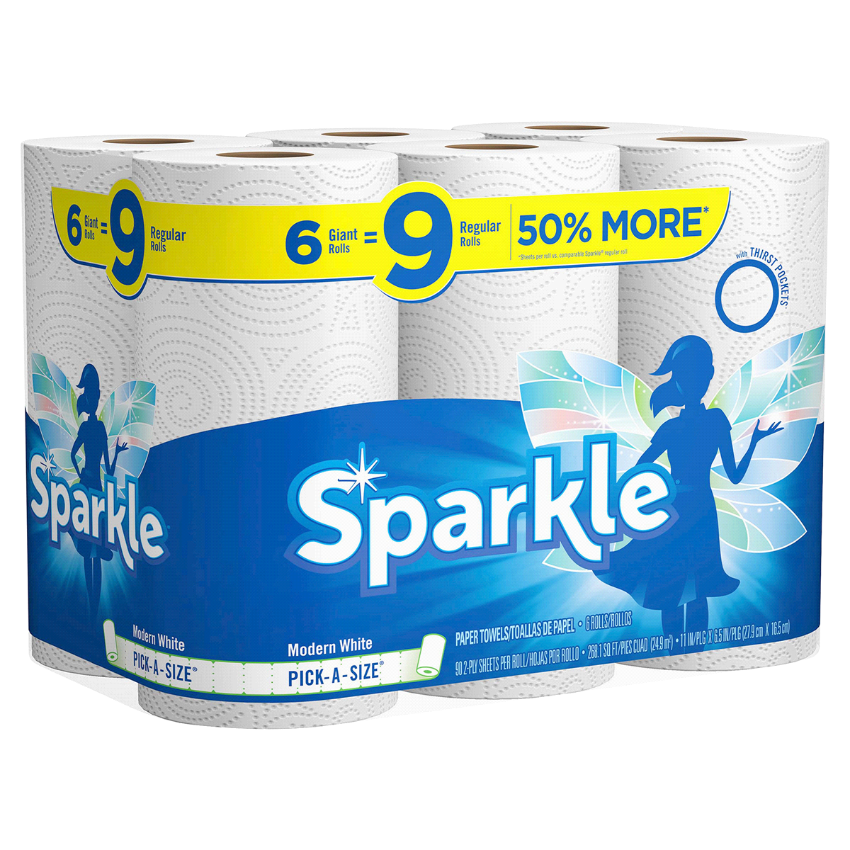 slide 3 of 10, Sparkle Pick-A-Size White Paper Towels, 6 ct