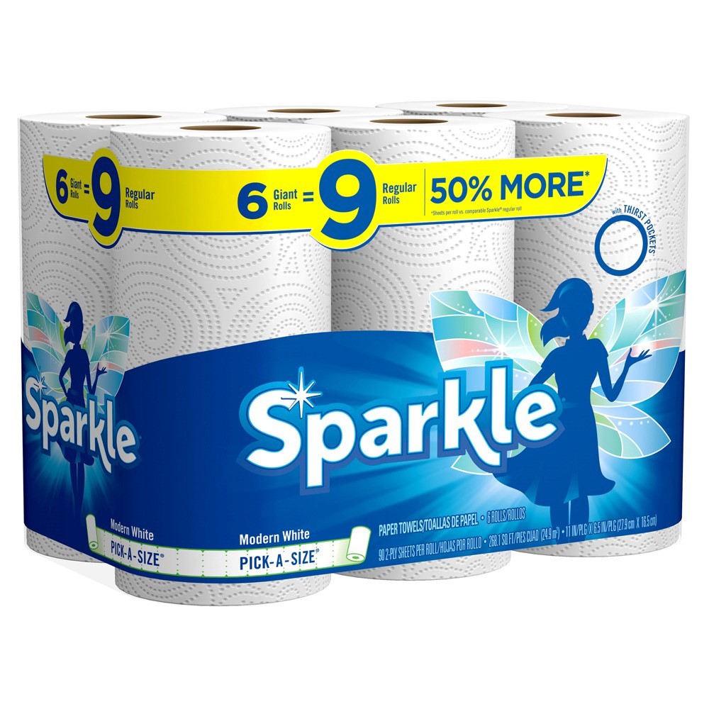 slide 8 of 10, Sparkle Pick-A-Size White Paper Towels, 6 ct