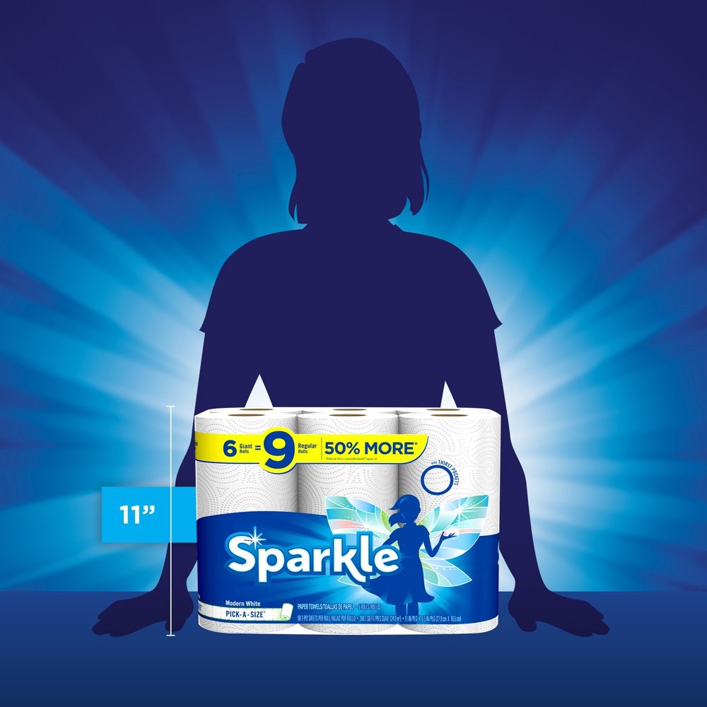 slide 9 of 10, Sparkle Pick-A-Size White Paper Towels, 6 ct