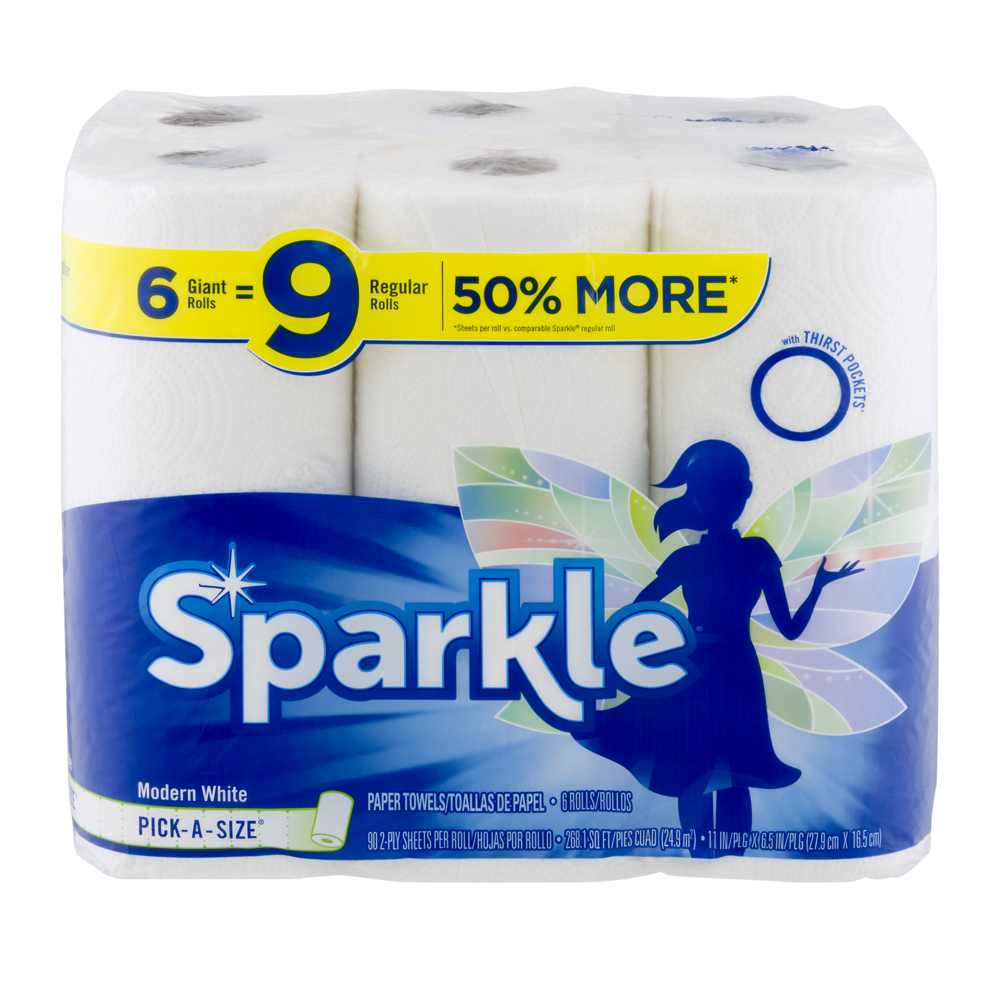 slide 1 of 10, Sparkle Pick-A-Size White Paper Towels, 6 ct