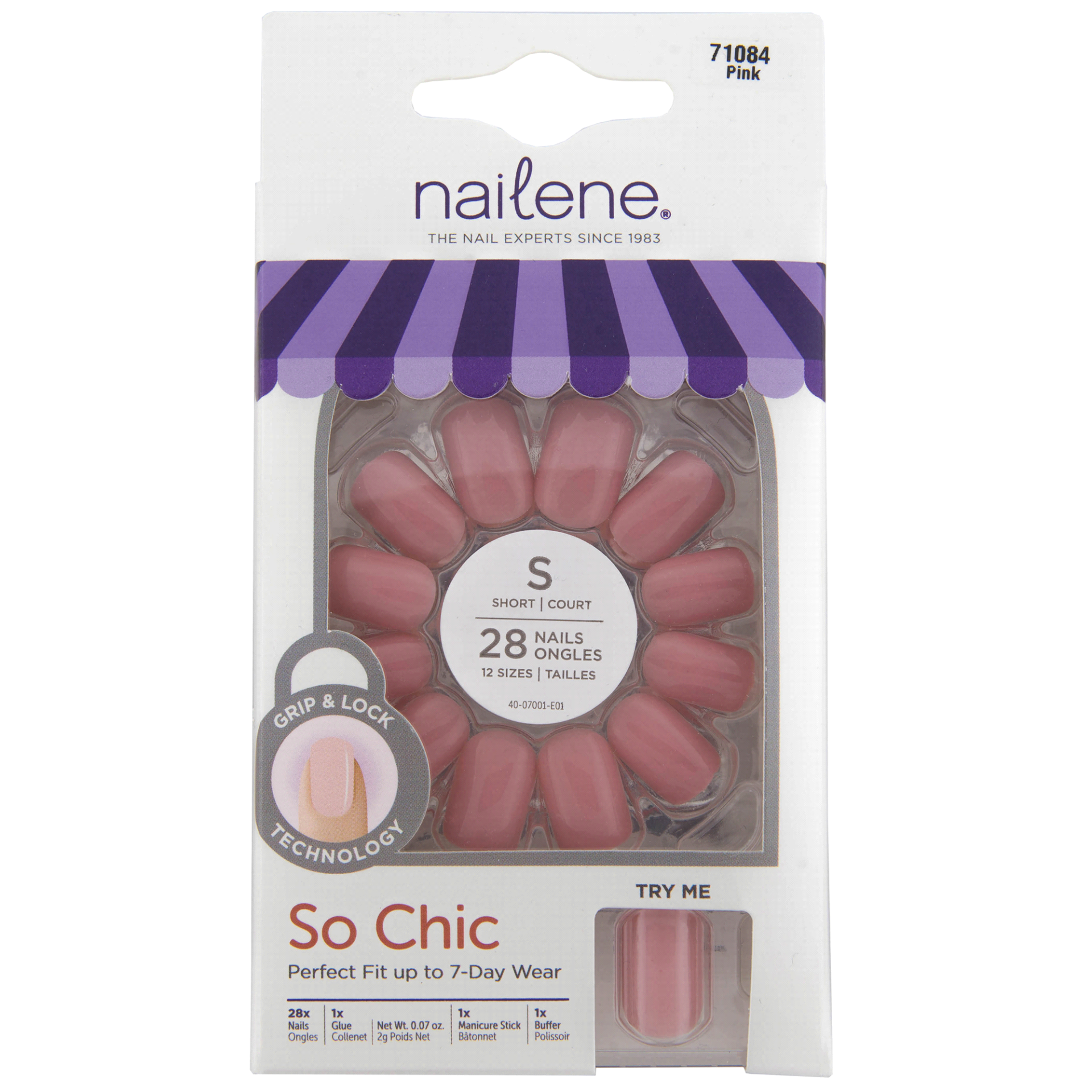 slide 1 of 1, Nailene So Chic Fashion Nails Pink, 1 ct