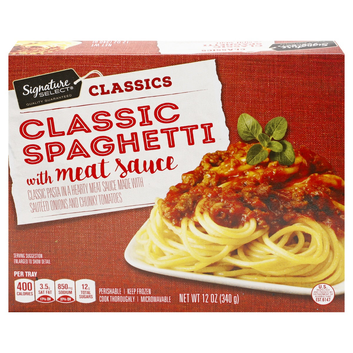 slide 1 of 9, Signature Select Classics Classic Spaghetti with Meat Sauce 12 oz, 