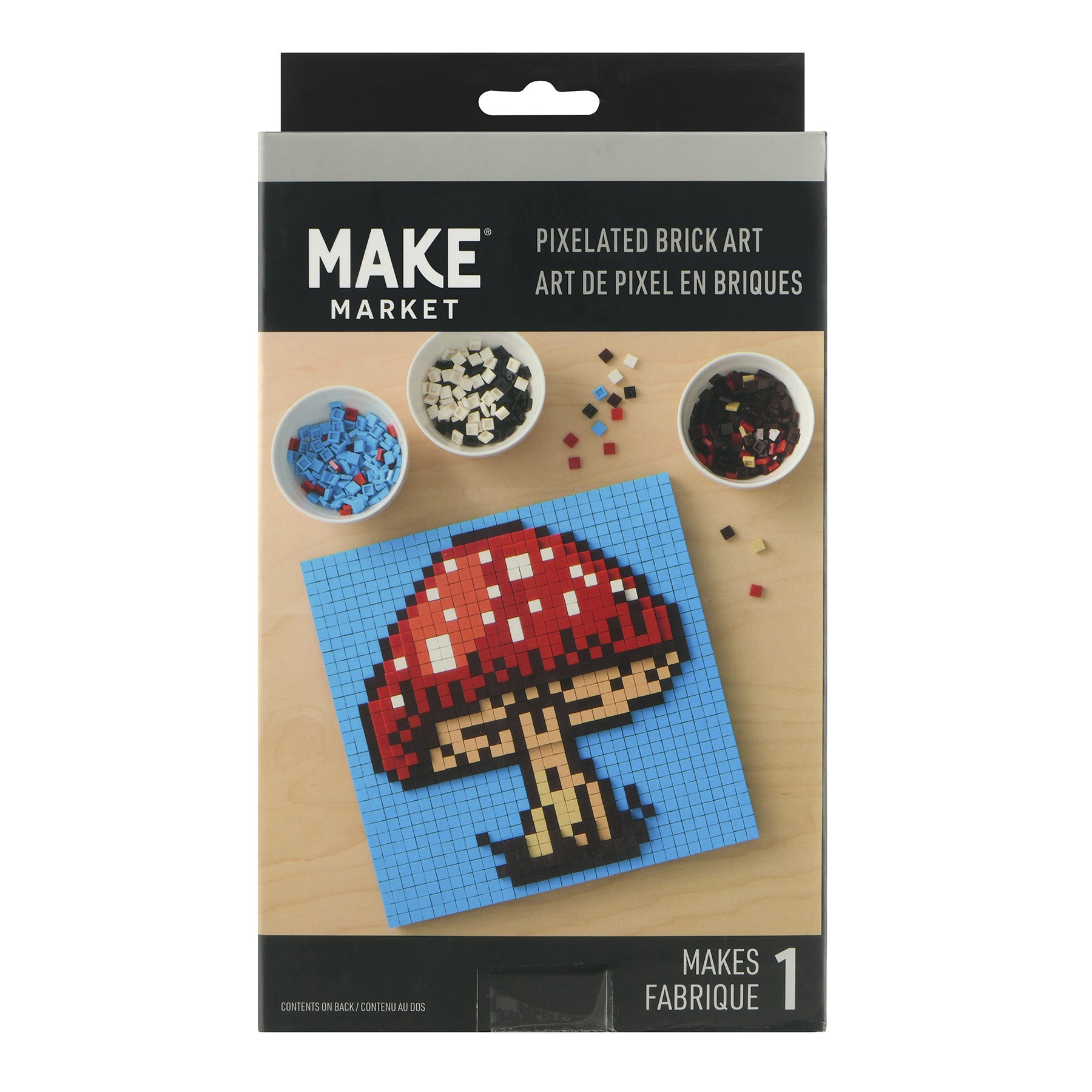 slide 3 of 6, 10" X 10" Mushroom Pixelated Brick Art Kit By Make Market, 10 in x 10 in