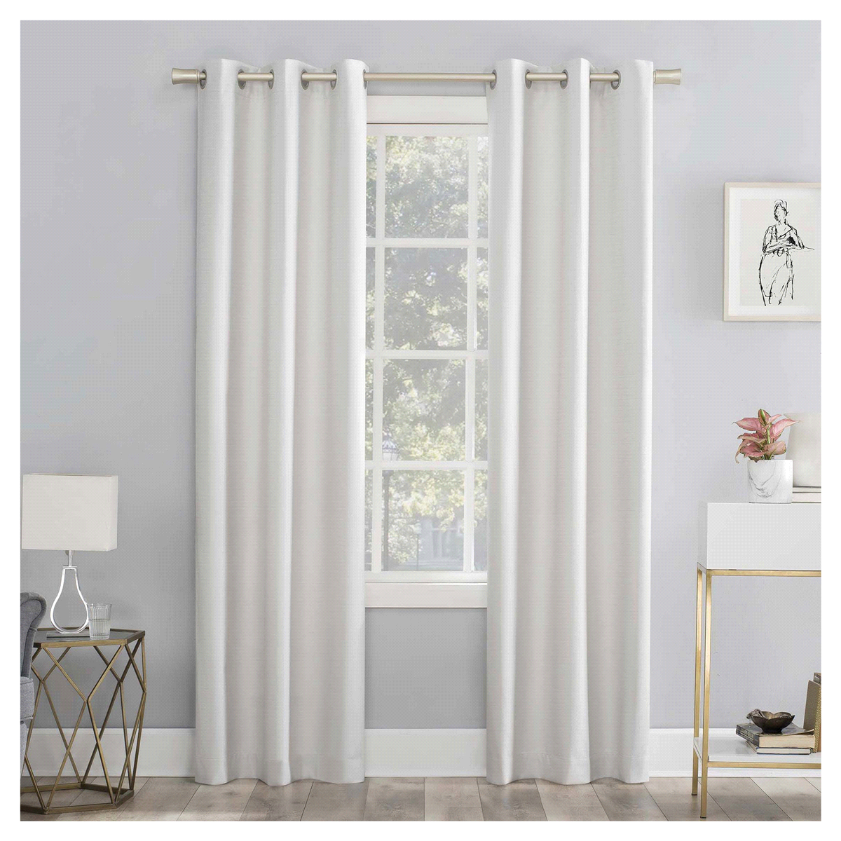 slide 1 of 5, Sun Zero Doret Blackout Panel Pair Pearl 74" x 84", 84 in