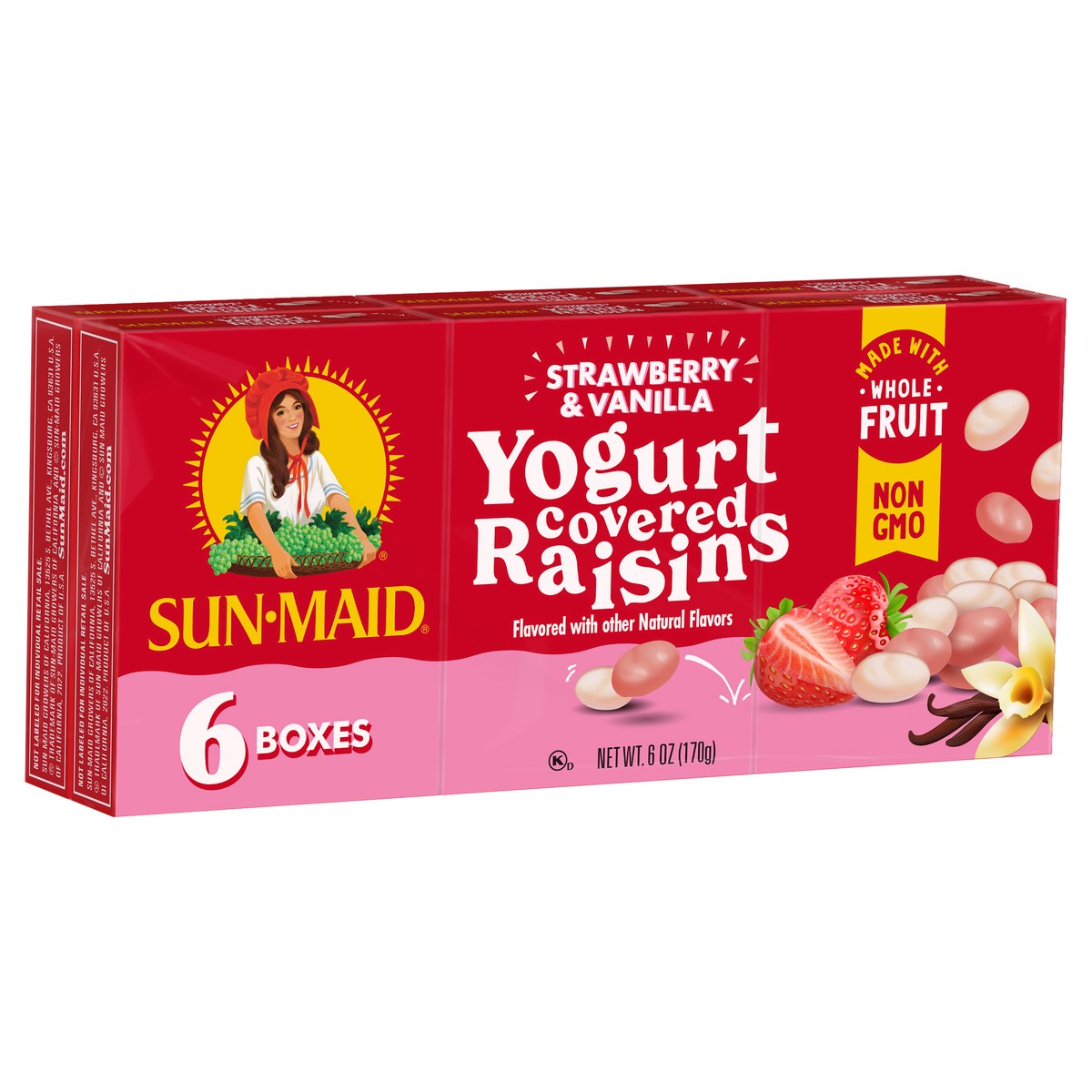 slide 2 of 9, Sun-Maid Strawberry Vanilla Yogurt Raisins - 6ct, 6 ct