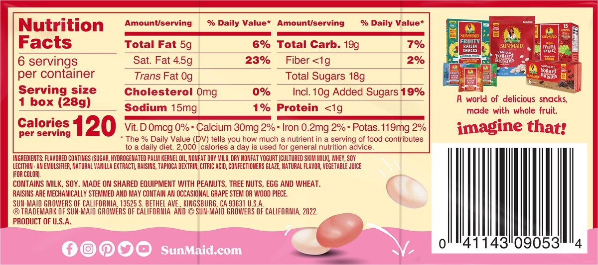 slide 5 of 9, Sun-Maid Strawberry Vanilla Yogurt Raisins - 6ct, 6 ct