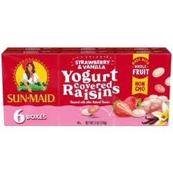 Sun-Maid Strawberry & Vanilla Yogurt Covered Raisins 6-Pack/1oz Cartons