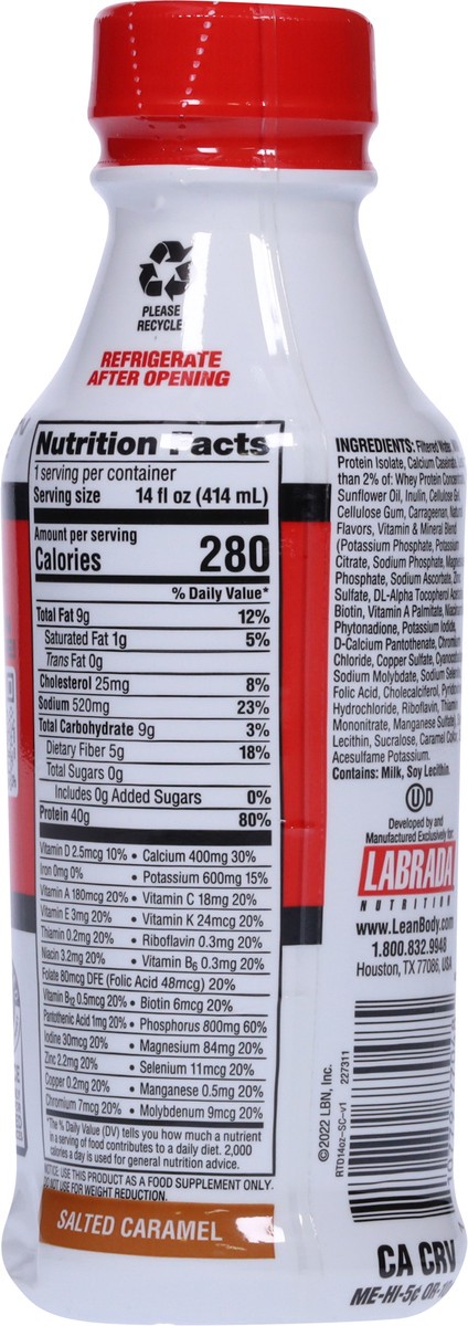 slide 7 of 9, Lean Body Salted Caramel Protein Shake 14 fl oz, 14 fl oz