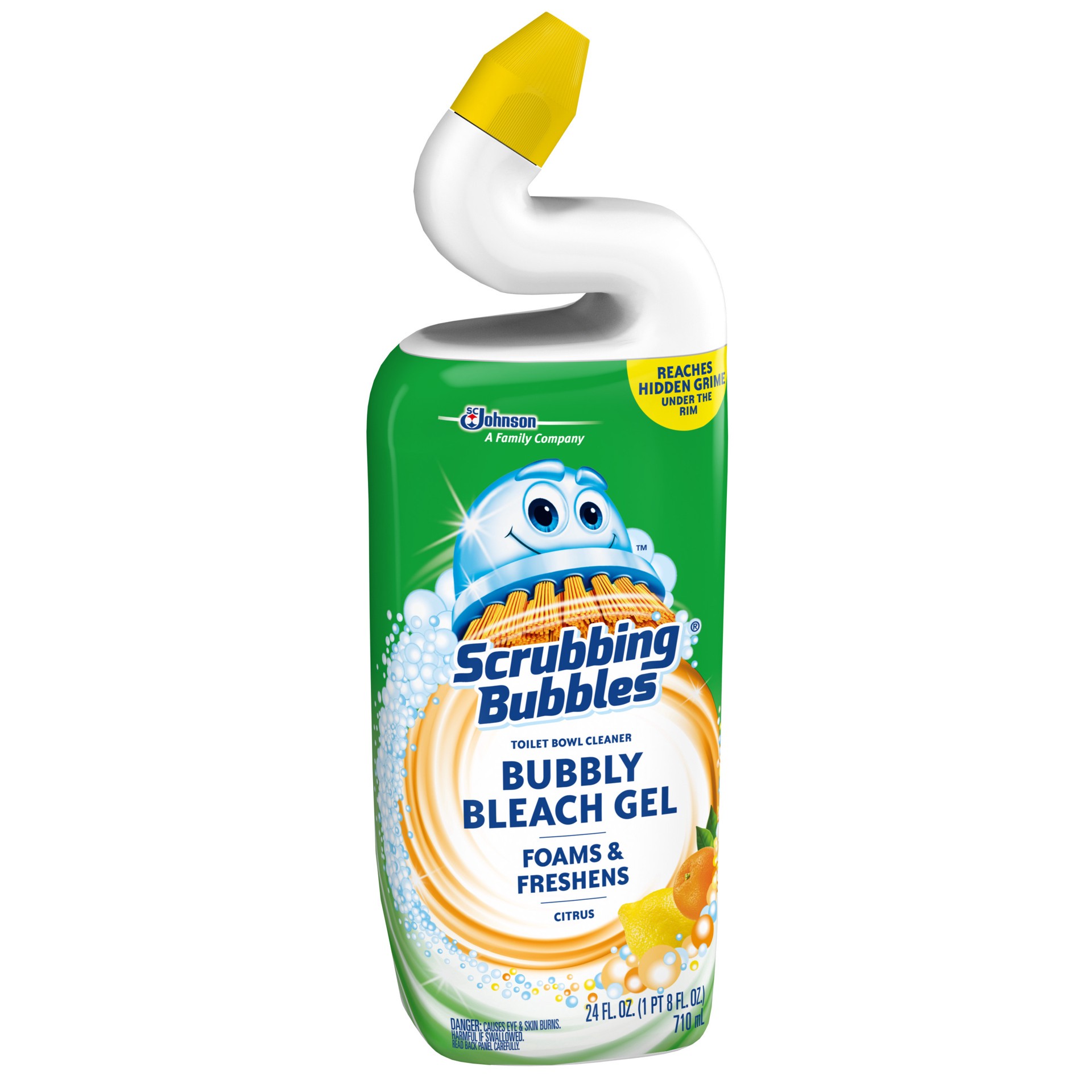 slide 2 of 4, Scrubbing Bubbles Bubbly Bleach Gel Toilet Bowl Cleaner, Citrus Scent, 24oz, 24 oz