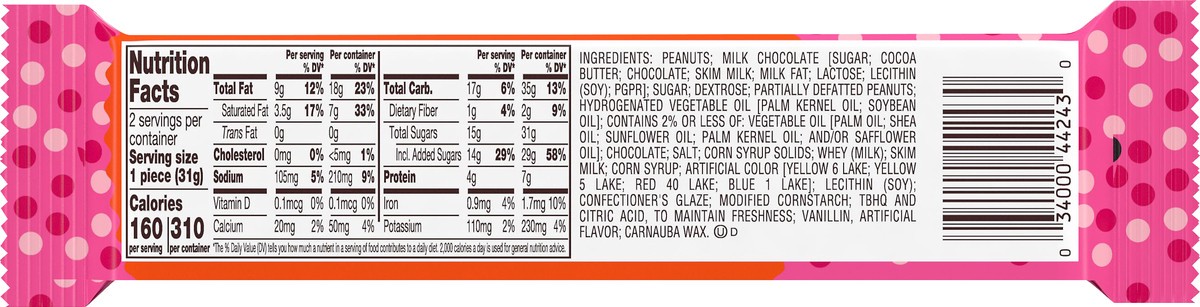 slide 6 of 6, Reese's Pieces Stuffed with Pieces King Size Milk Chocolate Peanut Butter Hearts 2.2 oz, 2.2 oz