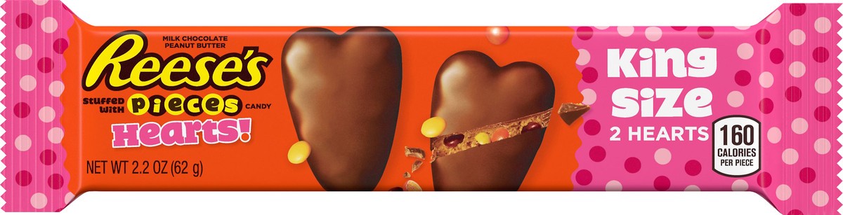 slide 4 of 6, Reese's Pieces Stuffed with Pieces King Size Milk Chocolate Peanut Butter Hearts 2.2 oz, 2.2 oz