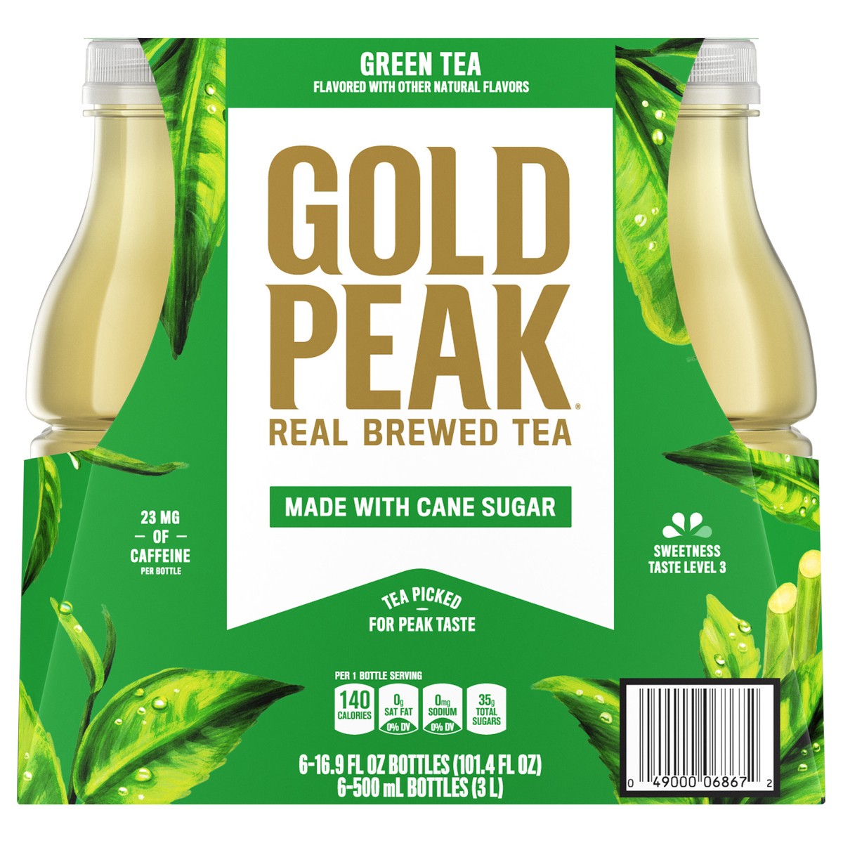 slide 1 of 5, Gold Peak Sweetened Green Tea Bottles, 16.9 fl oz, 6 Pack, 6 ct