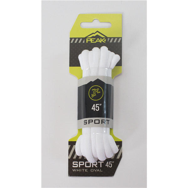 slide 1 of 1, Peak Oval Sport Laces, White, 45", One Size