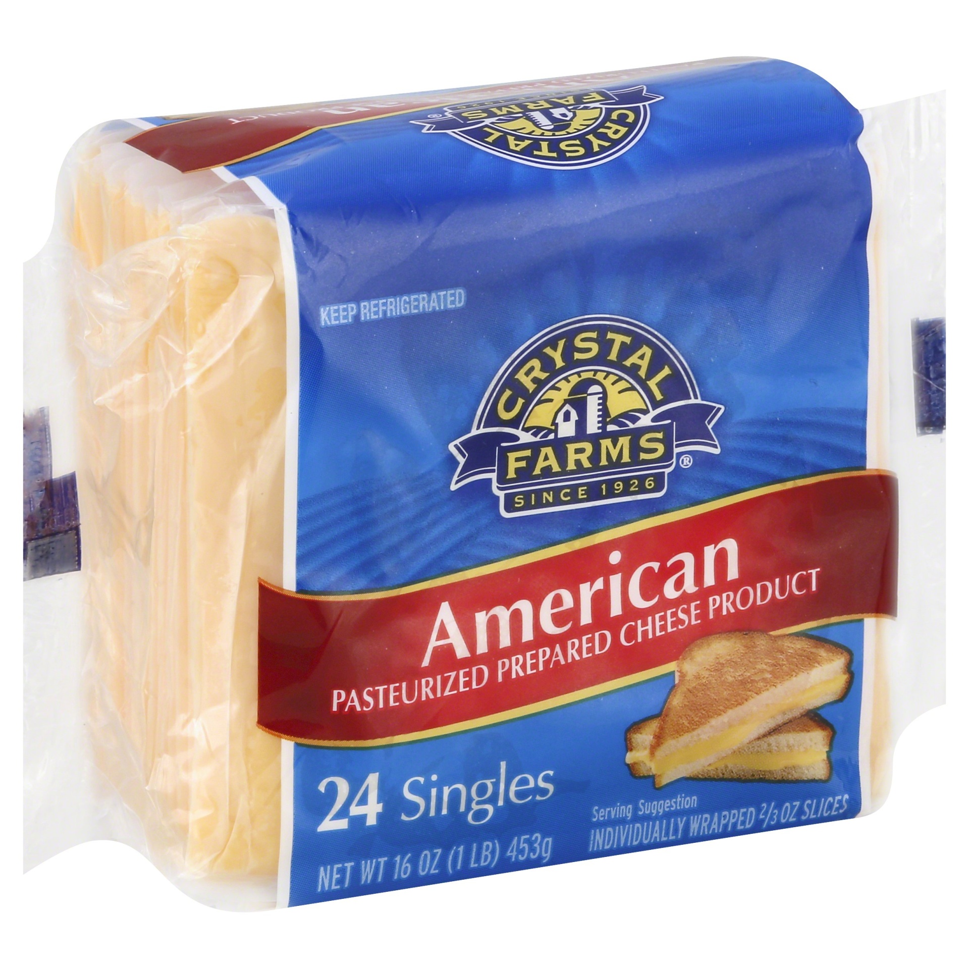slide 1 of 1, Crystal Farms American Cheese Singles, 24 ct; 16 oz