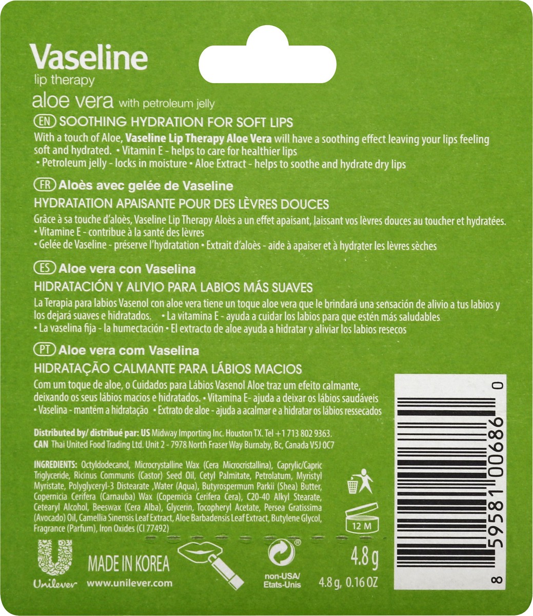 slide 5 of 9, Vaseline Aloe Vera Lip Therapy 4.8 gr, 0.16 oz
