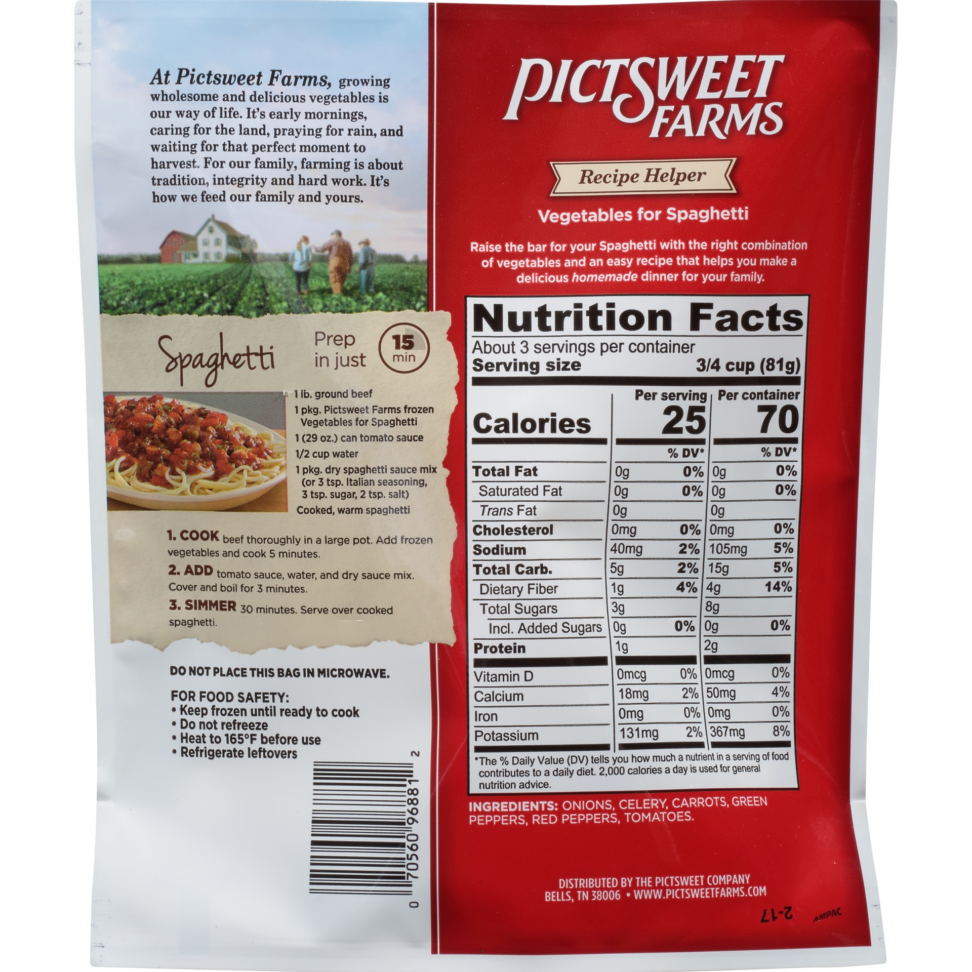 slide 4 of 6, PictSweet Farms Frozen Vegetables For Spaghetti, 8 oz