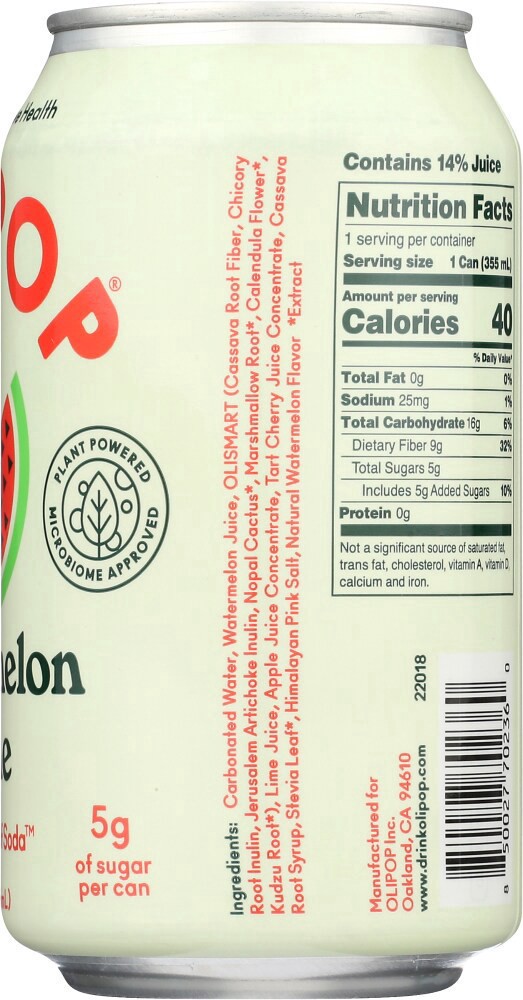 slide 4 of 4, Olipop Wtrmelon Lime Soda - 12 fl oz, 12 fl oz
