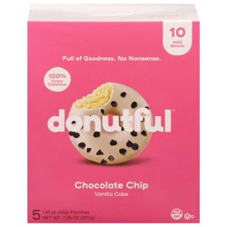 Donutful Chocolate Chip Vanilla Cake Donuts Mini 5 - 1.41 oz Pouches