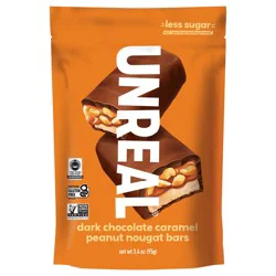Unreal Dark Chocolate Caramel Peanut Nougat Bars 3.4 oz