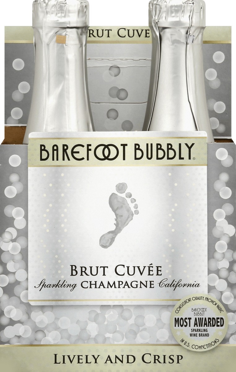 slide 5 of 7, Barefoot Bubbly Brut 4Pk, 4 ct; 187 ml