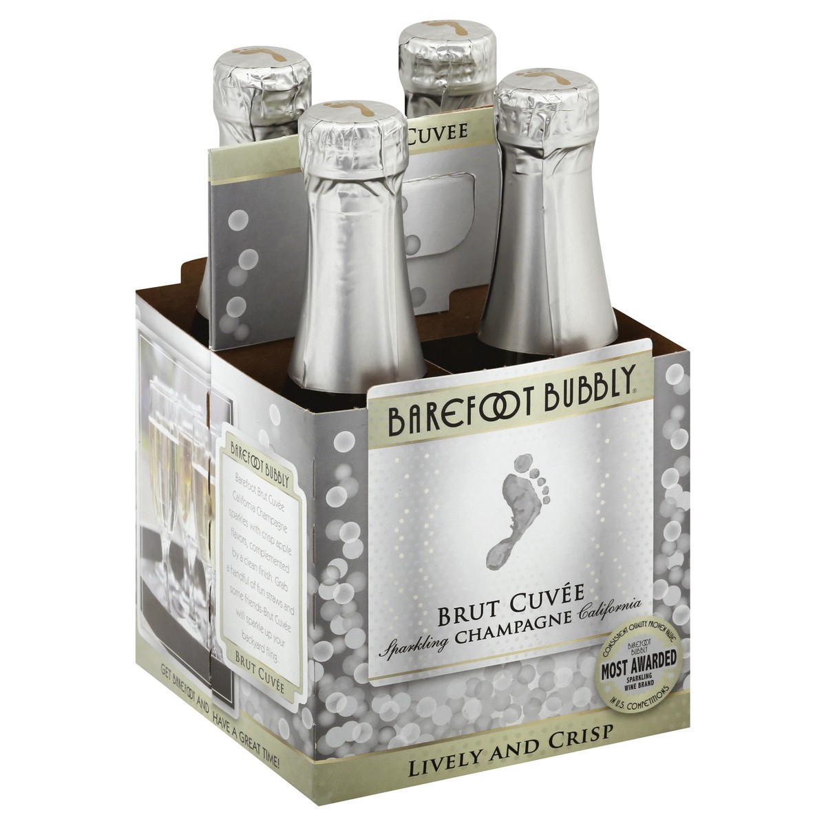 slide 4 of 7, Barefoot Bubbly Brut 4Pk, 4 ct; 187 ml