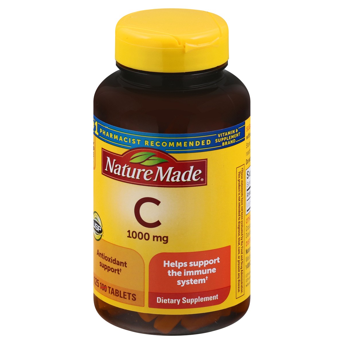 slide 3 of 9, Nature Made Vitamin C 1000 mg, Dietary Supplement for Antioxidant and Immune Support, 125 Tablets, 125 Day Supply, 125 ct