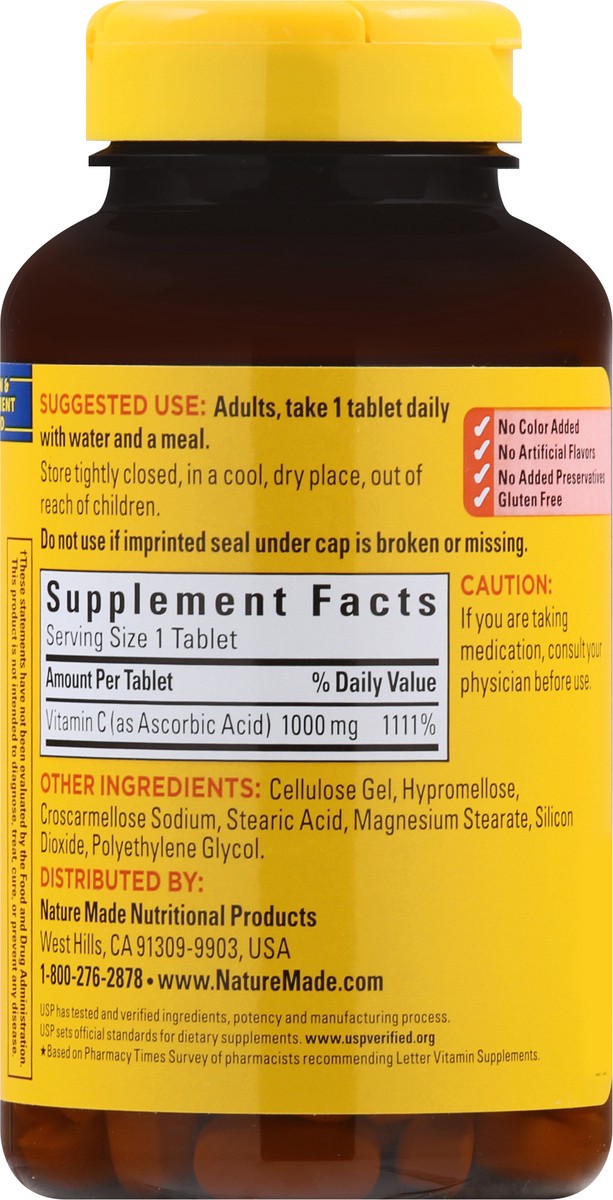 slide 5 of 9, Nature Made Vitamin C 1000 mg, Dietary Supplement for Antioxidant and Immune Support, 125 Tablets, 125 Day Supply, 125 ct