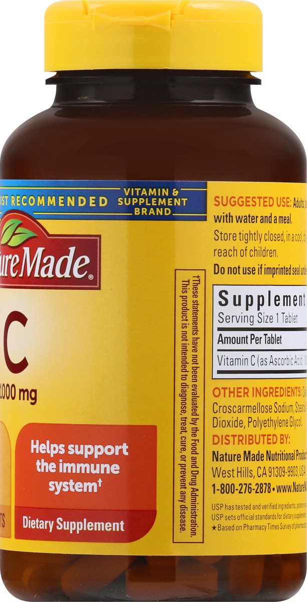 slide 8 of 9, Nature Made Vitamin C 1000 mg, Dietary Supplement for Antioxidant and Immune Support, 125 Tablets, 125 Day Supply, 125 ct
