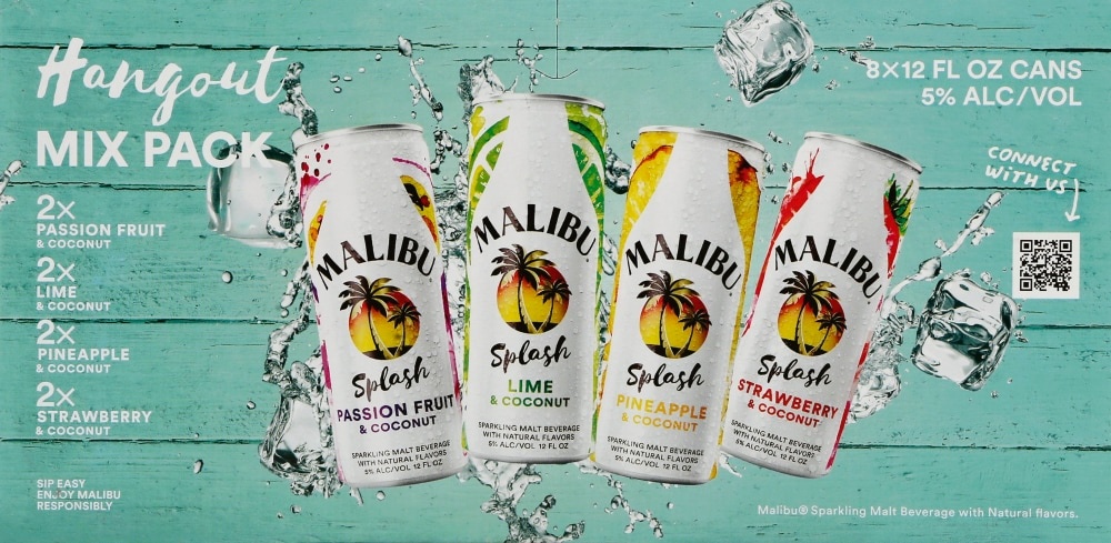 slide 1 of 1, Malibu Malt Beverage Sparkling Mix Pack, 8 ct; 12 fl oz