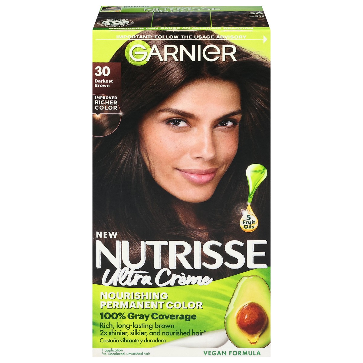 slide 1 of 11, Garnier Nourishing Permanent Hair Color Creme - 30 Darkest Brown, 1.0 ct