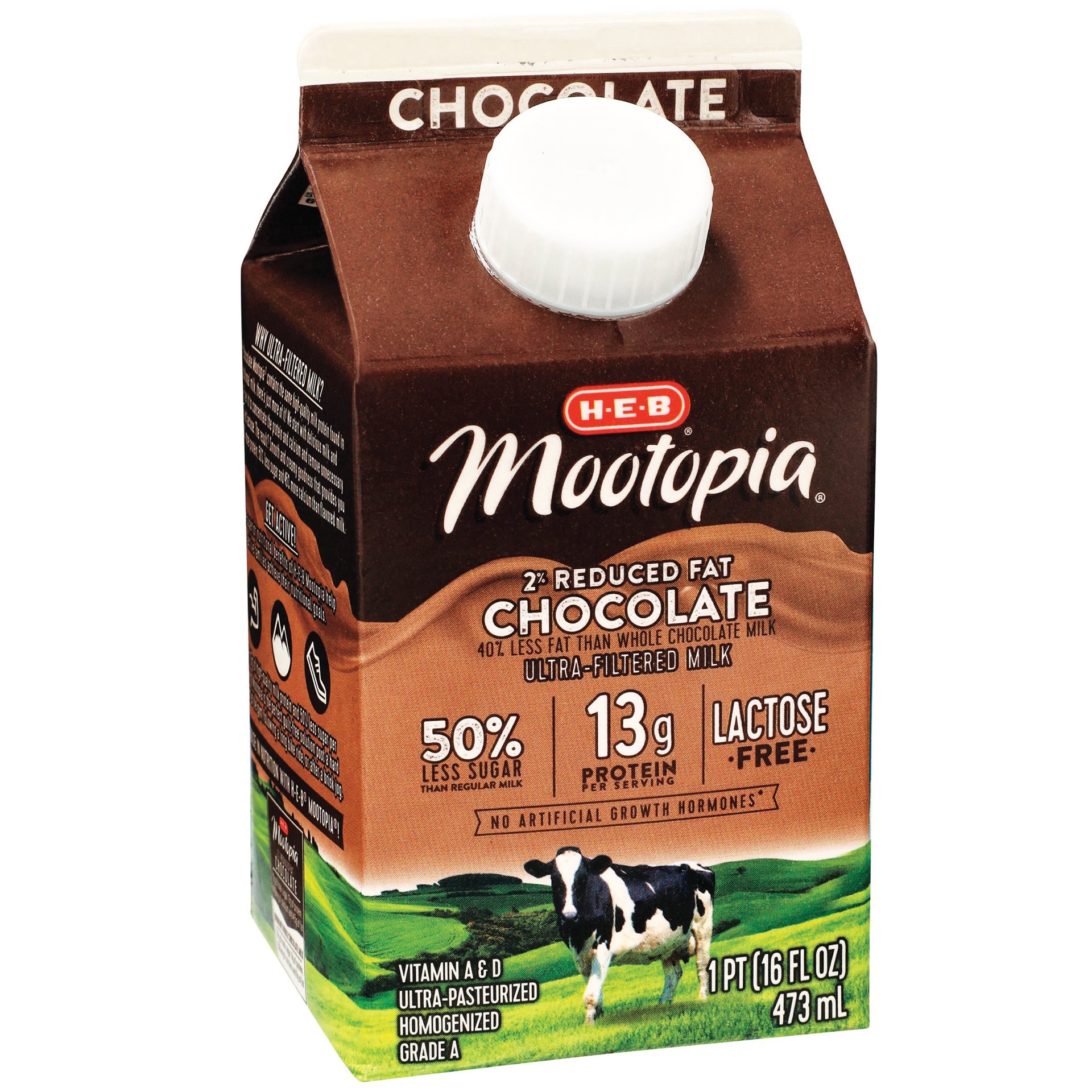 slide 1 of 1, H-E-B Mootopia 2% Reduced Fat Chocolate, 16 oz