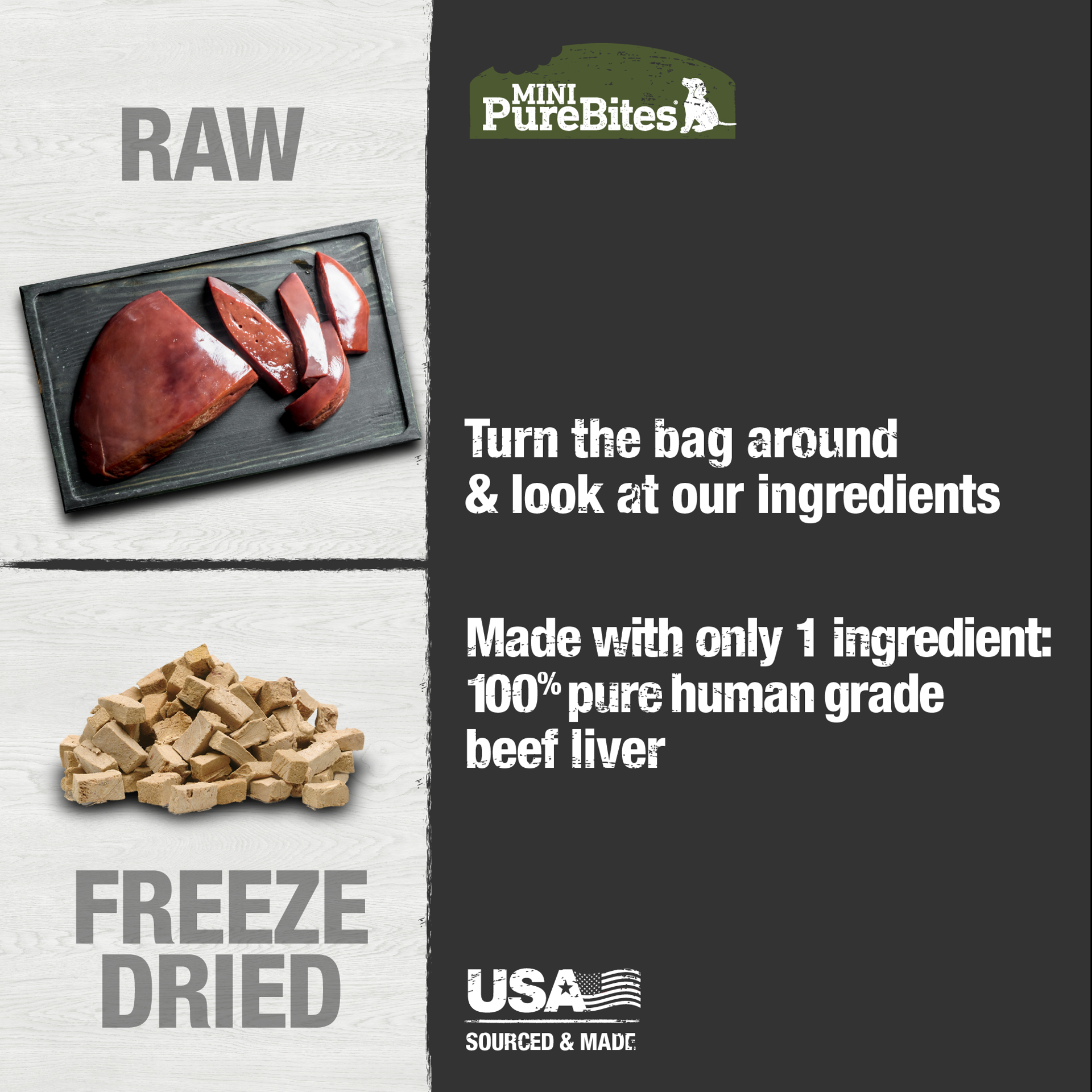 slide 2 of 5, PureBites Mini-Purebites Raw Freeze Dried Trainers Dog Treats - Beef Liver, 3 oz