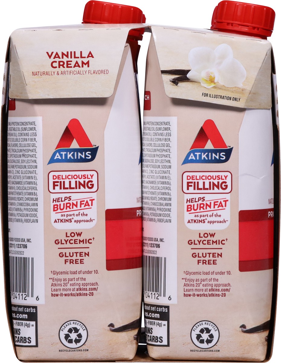 slide 7 of 9, Atkins Vanilla Cream Protein-Rich Shake 4 - 16.9 fl oz Shakes, 4 ct