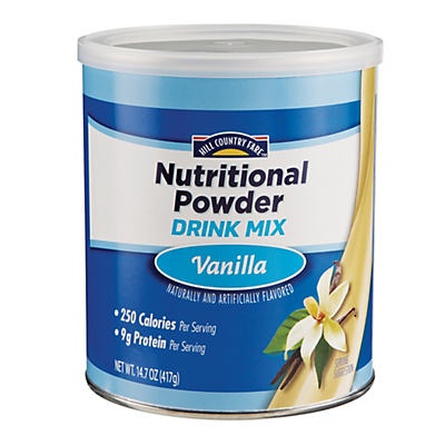 slide 1 of 1, Hill Country Fare Nutritional Powder Drink Mix, Vanilla, 14.7 oz