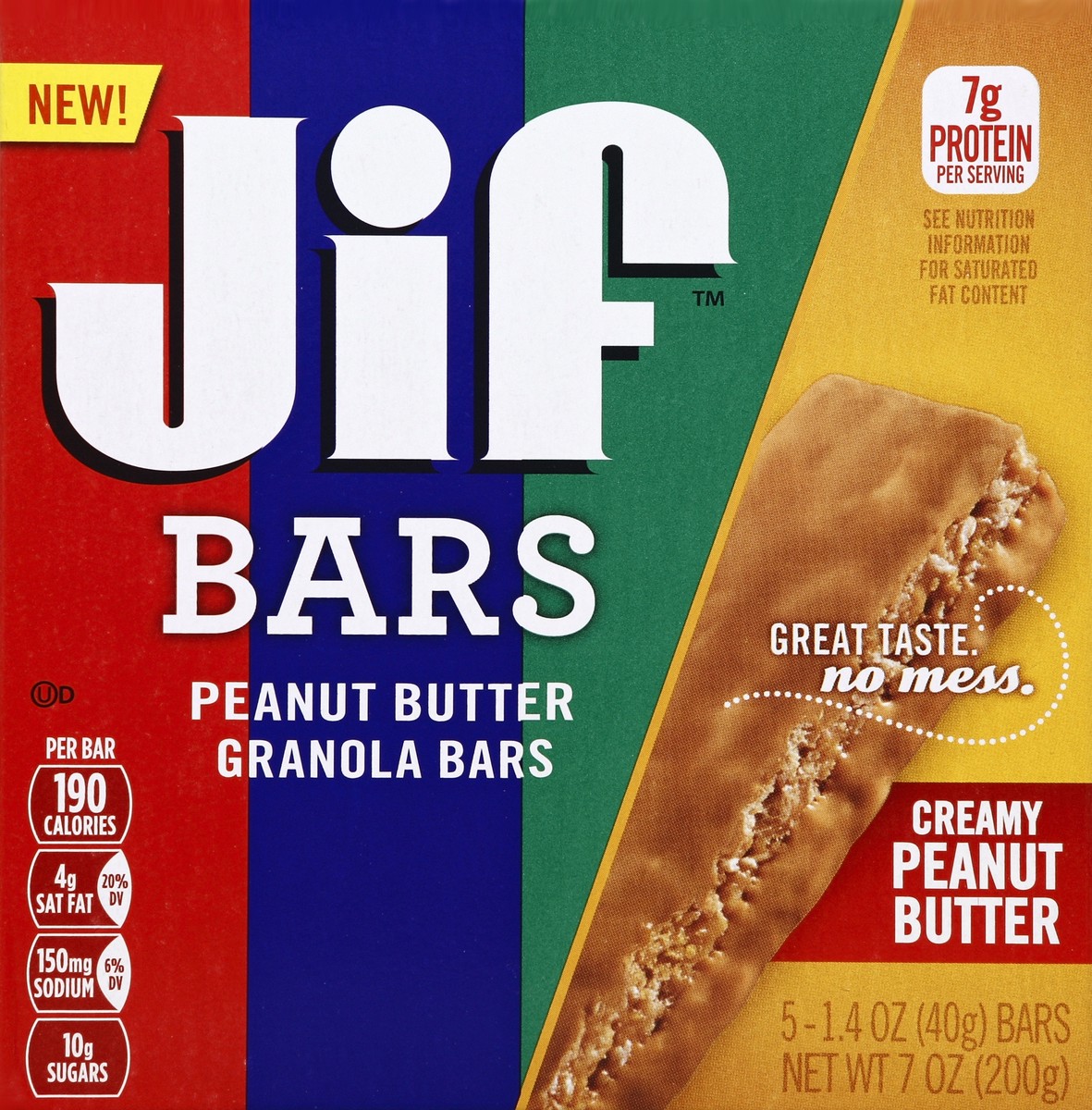 slide 5 of 6, Jif Creamy Peanut Butter Granola Bars, 5 ct; 1.4 oz