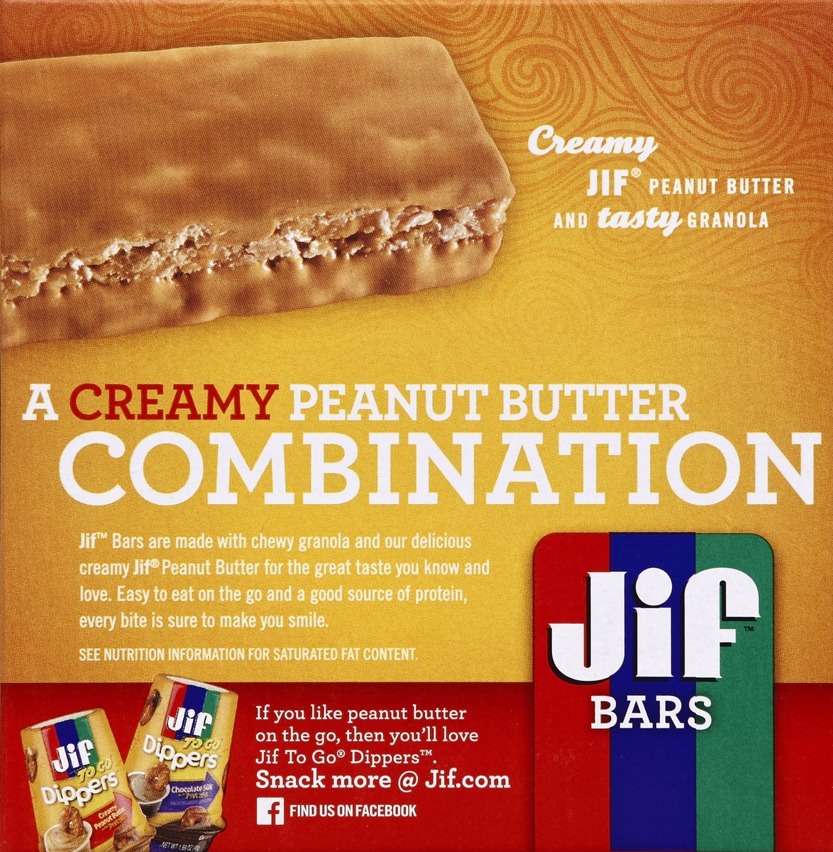 slide 6 of 6, Jif Creamy Peanut Butter Granola Bars, 5 ct; 1.4 oz