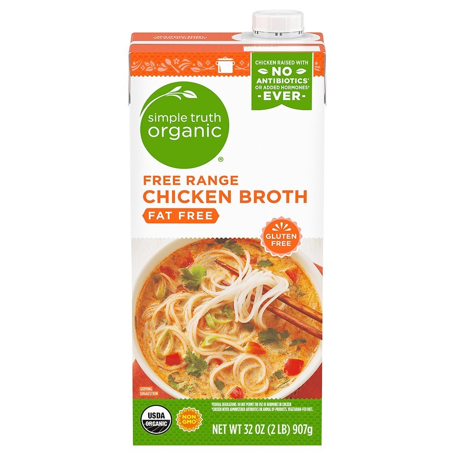 slide 1 of 2, Simple Truth Organic Fat Free Free Range Chicken Broth, 32 oz