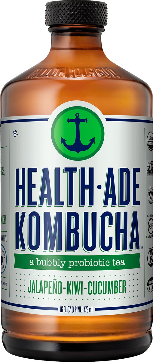 slide 3 of 8, Health-Ade Kombucha Jalapeno-Kiwi-Cucumber Kombucha - 16 oz, 16 oz