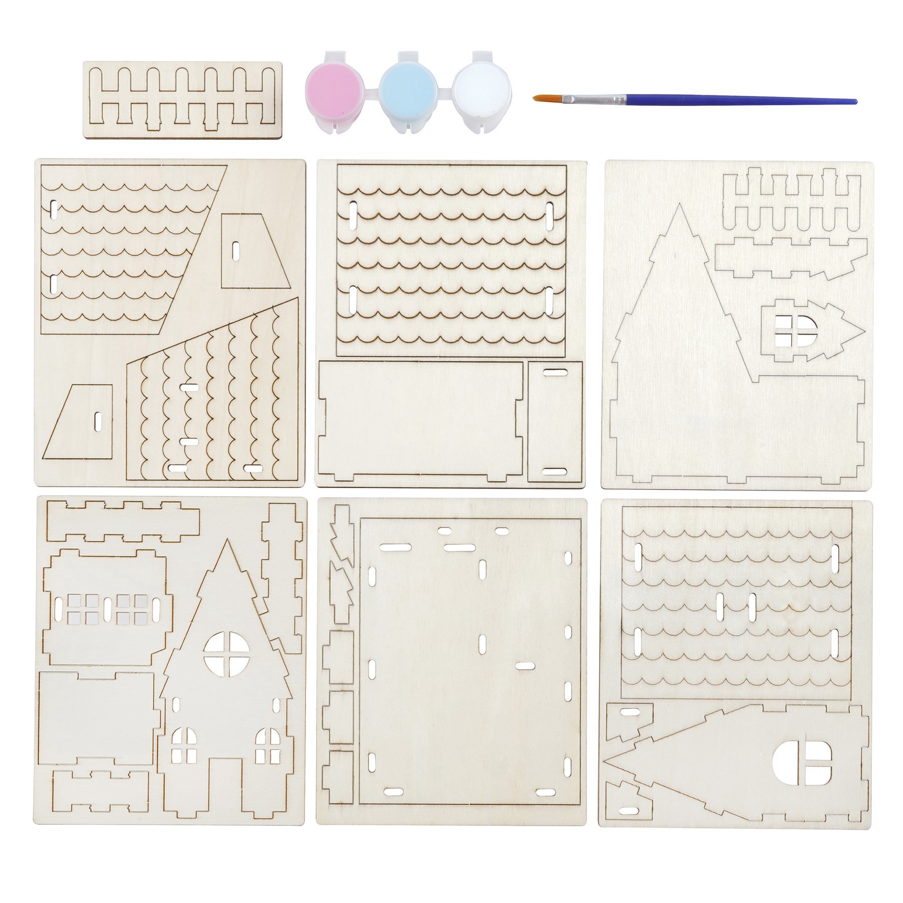 slide 2 of 4, House Color-In 3d Wood Puzzle By Creatology, makes 1 house