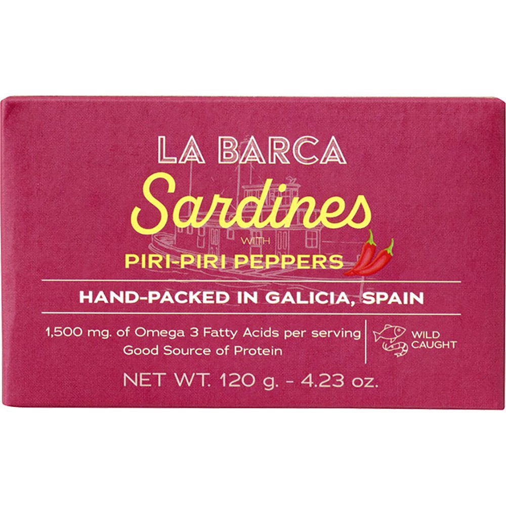 slide 1 of 1, La Barca - Sardines In Evoo With Piri Piri, 4 oz