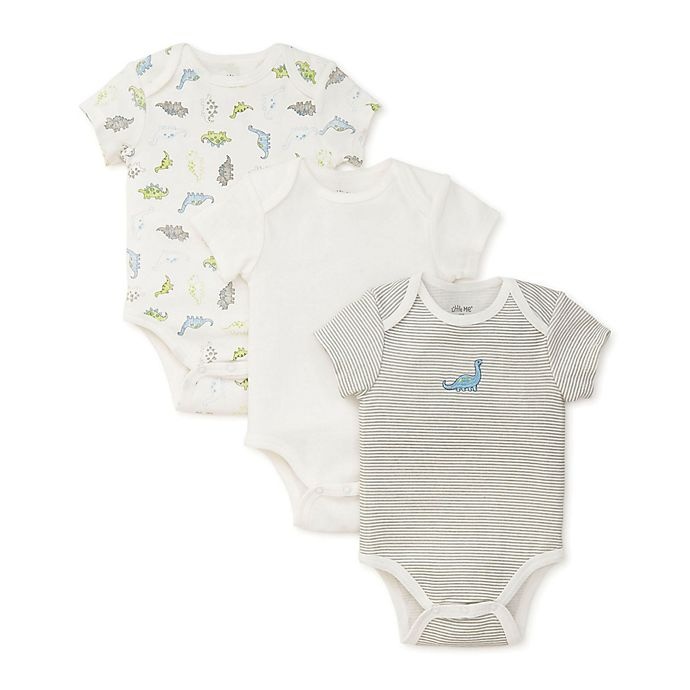 slide 1 of 1, Little Me Newborn Dino Bodysuits - Grey, 3 ct