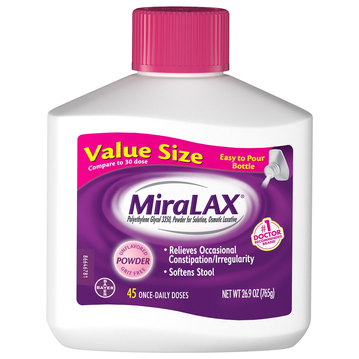 slide 7 of 8, Miralax Value Size Powder Grit Free Osmotic Laxative 26.9 oz Bottle, 26.9 oz