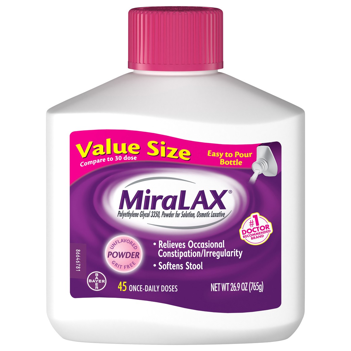 slide 1 of 8, Miralax Value Size Powder Grit Free Osmotic Laxative 26.9 oz Bottle, 26.9 oz