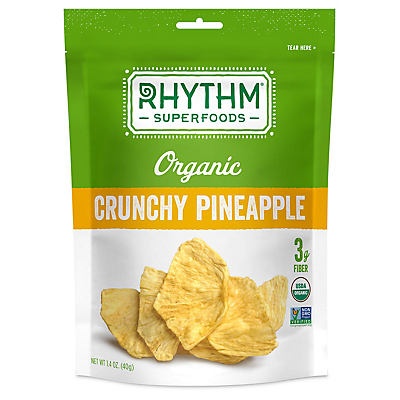 slide 1 of 1, Rhythm Superfoods Organic Crunchy Pineapple Chips, 1.4 oz