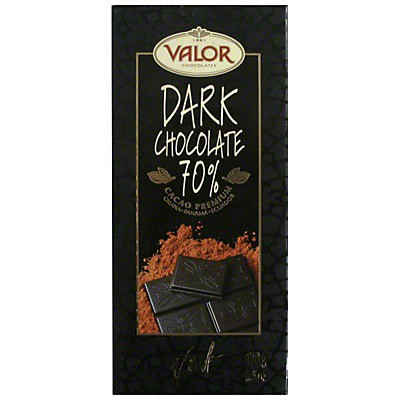 slide 1 of 1, Valor Dark Chocolate 70% Cocoa Bar, 3.5 oz