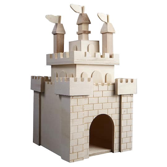 slide 1 of 2, 9.5" Princess Castle Wood Birdhouse By Make Market, 5.2 in x 5.2 in x 9.4 in