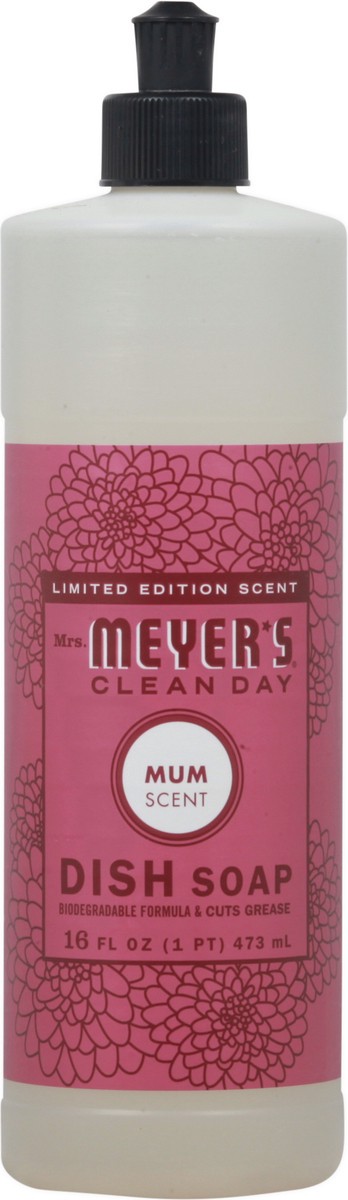 slide 13 of 13, Mrs. Meyer's Clean Day Liquid Dish Soap, Mum Scent, 16 Ounce Bottle, 16 fl oz