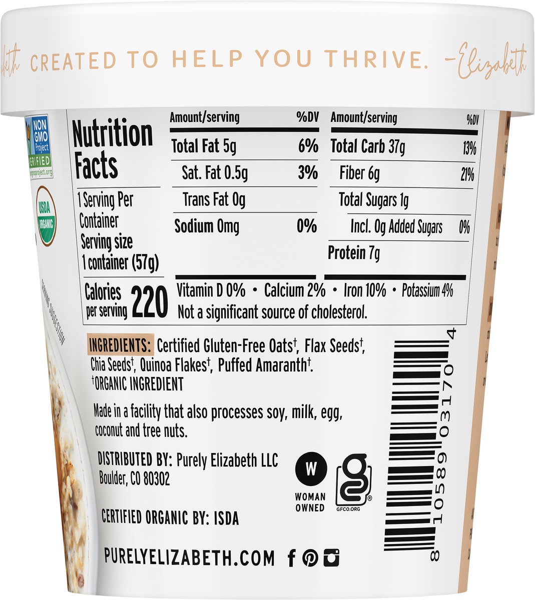 slide 5 of 9, Purely Elizabeth Superfood Oatmeal Cup - Original 2oz/12ct SHELF-READY PACKAGING, 2 oz
