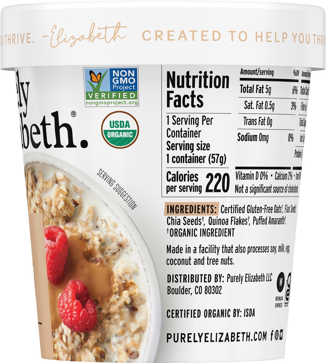 slide 8 of 9, Purely Elizabeth Superfood Oatmeal Cup - Original 2oz/12ct SHELF-READY PACKAGING, 2 oz